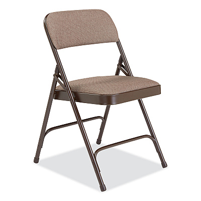 NPS 2200 Series Fabric Dual-Hinge Premium Folding Chair, Supports Up to 500 lb, Walnut Seat, Walnut Back, Brown Base, 4/Carton (NPS2207)