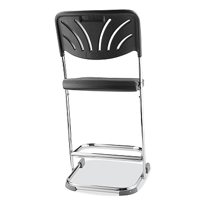 NPS 6600 Series Elephant Z-Stool With Backrest, Supports Up to 500 lb, 22" Seat Height, Black Seat, Black Back, Chrome Frame (NPS6622B)