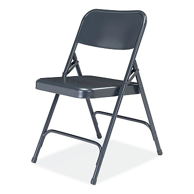 NPS 200 Series Premium All-Steel Double Hinge Folding Chair, Supports Up to 500 lb, 17.25" Seat Height, Blue, 4/Carton (NPS204)