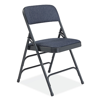NPS 2300 Series Deluxe Fabric Upholstered Triple Brace Folding Chair, Supports Up to 500 lb, Imperial Blue, 4/Carton (NPS2304)