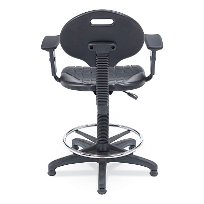 NPS 6700 Series Polyurethane Adj Height Task Chair w/Arms, Supports Up to 300 lb, 22" to 32" Seat Height, Black Seat, Black Base (NPS6722HBA)