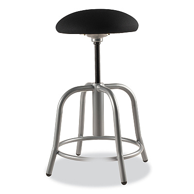 NPS 6800 Series Height Adjustable Fabric Seat Swivel Stool, Supports Up to 300 lb, 18" to 25" Seat Height, Black Seat/Gray Base (NPS6810S02)