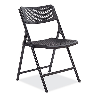 NPS AirFlex Series Premium Poly Folding Chair, Supports  Up to 1,000 lb, 17.25" Seat Height, Black, 4/Carton (NPS1410)