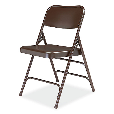 NPS 300 Series Deluxe All-Steel Triple Brace Folding Chair, Supports Up to 480 lb, 17.25" Seat Height, Brown, 4/Carton (NPS303)