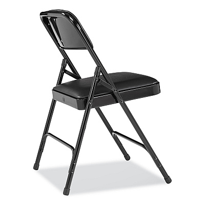 NPS 1200 Series Premium Vinyl Dual-Hinge Folding Chair, Supports Up to 500 lb, 17.75" Seat Height, Caviar Black, 4/Carton (NPS1210)
