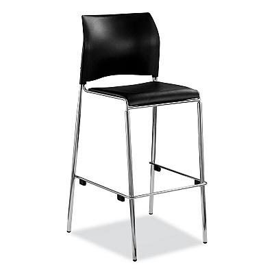 NPS Cafetorium Bar Height Stool, Padded Seat/Back, Supports Up to 500 lb, 31" Seat Height, Black Seat, Black Back,Chrome Base (NPS8710B1110)