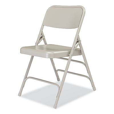 NPS 300 Series Deluxe All-Steel Triple Brace Folding Chair, Supports Up to 480 lb, 17.25" Seat Height, Gray, 4/Carton (NPS302)