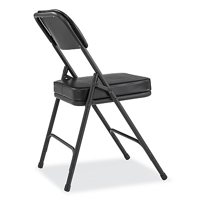 NPS 3200 Series 2" Vinyl Upholstered Double Hinge Folding Chair, Supports Up to 300 lb, 18.5" Seat Height, Black, 2/Carton (NPS3210)