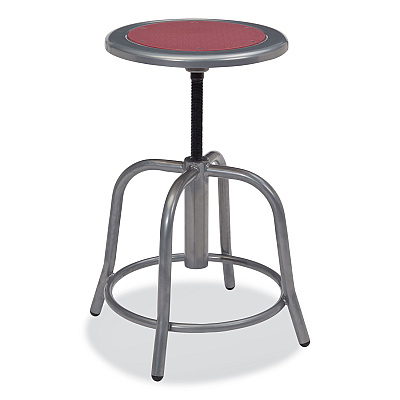 NPS 6800 Series Height Adjustable Metal Seat Swivel Stool, Supports Up to 300 lb, 18" to 24" Seat Height, Burgundy Seat/Gray Base (NPS681802)