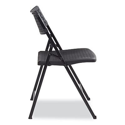 NPS AirFlex Series Premium Poly Folding Chair, Supports  Up to 1,000 lb, 17.25" Seat Height, Black, 4/Carton (NPS1410)