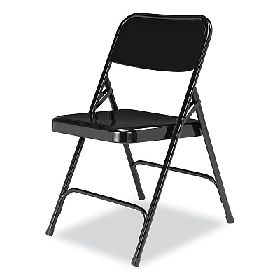 NPS 200 Series Premium All-Steel Double Hinge Folding Chair, Supports Up to 500 lb, 17.25" Seat Height, Black, 4/Carton (NPS210)