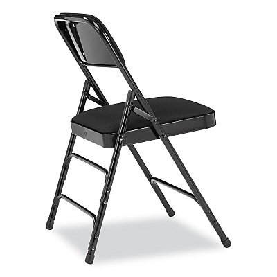 NPS 2300 Series Fabric Upholstered Triple Brace Premium Folding Chair, Supports Up to 500 lb, Midnight Black, 4/Carton (NPS2310)
