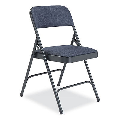 NPS 2200 Series Fabric Dual-Hinge Folding Chair, Supports 500 lb, Royal Blue Sea, Royal Blue Back, Charcoal-Blue Base, 4/Carton (NPS2204)