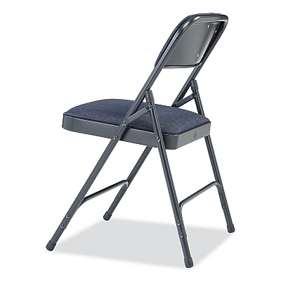 NPS 2200 Series Fabric Dual-Hinge Folding Chair, Supports 500 lb, Royal Blue Sea, Royal Blue Back, Charcoal-Blue Base, 4/Carton (NPS2204)
