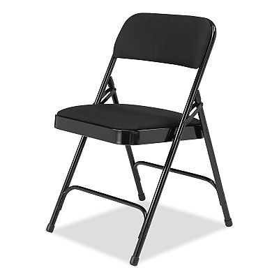 NPS 2200 Series Fabric Dual-Hinge Folding Chair, Supports 500 lb, Midnight Black Seat/Back, Black Base, 4/Carton (NPS2210)