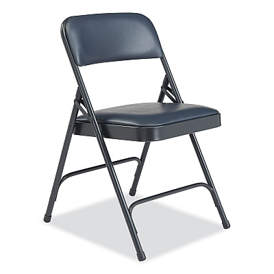 NPS 1200 Series Vinyl Dual-Hinge Folding Chair, Supports Up to 500 lb, 17.75" Seat Height, Dark Midnight Blue, 4/Carton (NPS1204)