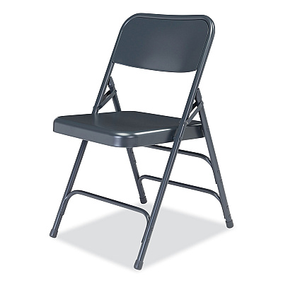 NPS 300 Series Deluxe All-Steel Triple Brace Folding Chair, Supports Up to 480 lb, 17.25" Seat Height, Blue, 4/Carton (NPS304)