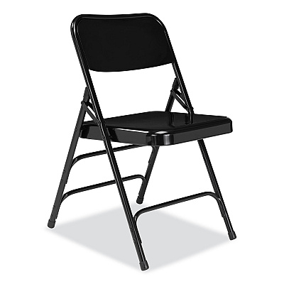 NPS 300 Series Deluxe All-Steel Triple Brace Folding Chair, Supports Up to 480 lb, 17.25" Seat Height, Black, 4/Carton (NPS310)