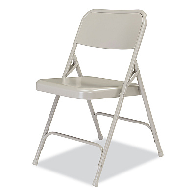 NPS 200 Series Premium All-Steel Double Hinge Folding Chair, Supports Up to 500 lb, 17.25" Seat Height, Gray, 4/Carton (NPS202)