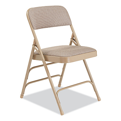 NPS 2300 Series Fabric Triple Brace Double Hinge Premium Folding Chair, Supports Up to 500 lb, Cafe Beige, 4/Carton (NPS2301)