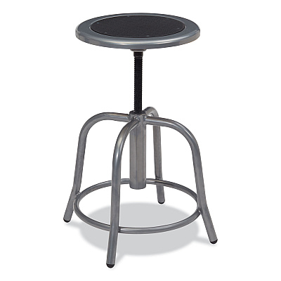 NPS 6800 Series Height Adjustable Metal Seat Swivel Stool, Supports Up to 300 lb, 18" to 24" Seat Height, Black Seat, Gray Base (NPS681002)