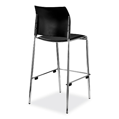 NPS Cafetorium Bar Height Stool, Padded Seat/Back, Supports Up to 500 lb, 31" Seat Height, Black Seat, Black Back,Chrome Base (NPS8710B1110)