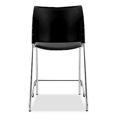 NPS Cafetorium Counter Height Stool, Padded, Supports Up to 300 lb, 24" Seat Height, Black Seat, Black Back, Chrome Base (NPS8710C1110)