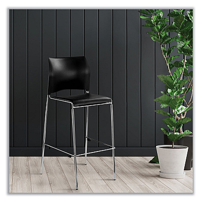 NPS Cafetorium Bar Height Stool, Padded Seat/Back, Supports Up to 500 lb, 31" Seat Height, Black Seat, Black Back,Chrome Base (NPS8710B1110)