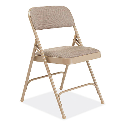 NPS 2200 Series Deluxe Fabric Upholstered Dual-Hinge Premium Folding Chair, Supports Up to 500 lb, Cafe Beige, 4/Carton (NPS2201)