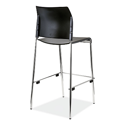 NPS Cafetorium Bar Height Stool, Supports Up to 500 lb, 31" Seat Height, Black Seat, Black Back, Chrome Base (NPS8810B1110)