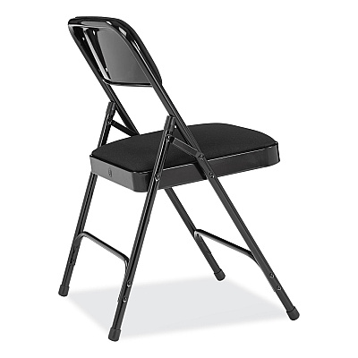 NPS 2200 Series Fabric Dual-Hinge Folding Chair, Supports 500 lb, Midnight Black Seat/Back, Black Base, 4/Carton (NPS2210)