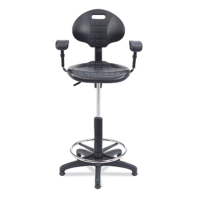 NPS 6700 Series Polyurethane Adj Height Task Chair w/Arms, Supports Up to 300 lb, 22" to 32" Seat Height, Black Seat, Black Base (NPS6722HBA)