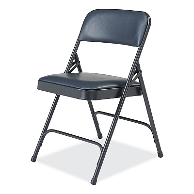NPS 1200 Series Vinyl Dual-Hinge Folding Chair, Supports Up to 500 lb, 17.75" Seat Height, Dark Midnight Blue, 4/Carton (NPS1204)