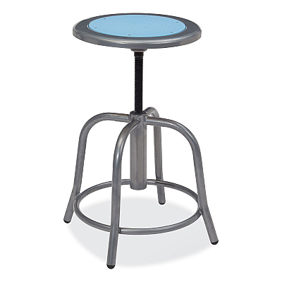 NPS 6800 Series Height Adjustable Metal Seat Stool, Supports Up to 300 lb, 18" to 24" Seat Height, Blueberry Seat, Gray Base (NPS680502)