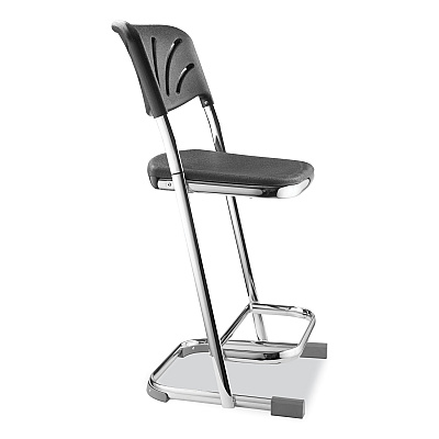 NPS 6600 Series Elephant Z-Stool With Backrest, Supports Up to 500 lb, 22" Seat Height, Black Seat, Black Back, Chrome Frame (NPS6622B)