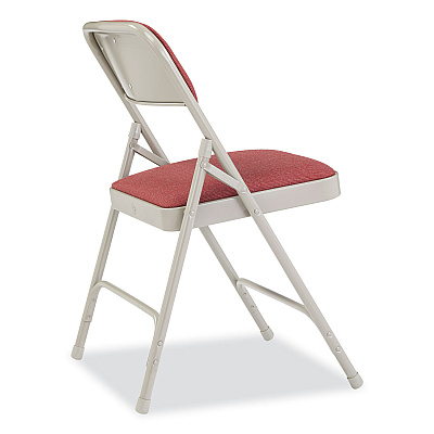NPS 2200 Series Fabric Dual-Hinge Premium Folding Chair, Supports Up to 500 lb, Cabernet Seat, Cabernet Back, Gray Base, 4/Carton (NPS2208)