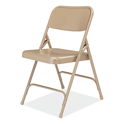 NPS 200 Series Premium All-Steel Double Hinge Folding Chair, Supports Up to 500 lb, 17.25" Seat Height, Beige, 4/Carton (NPS201)