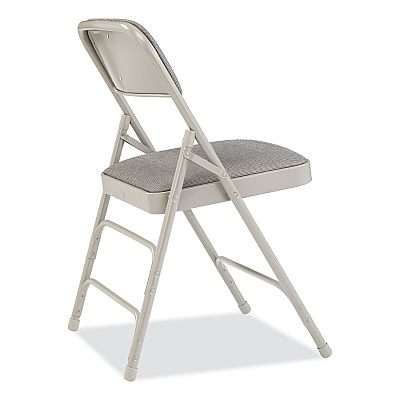 NPS 2300 Series Fabric Triple Brace Double Hinge Premium Folding Chair, Supports Up to 500 lb, Greystone, 4/Carton (NPS2302)
