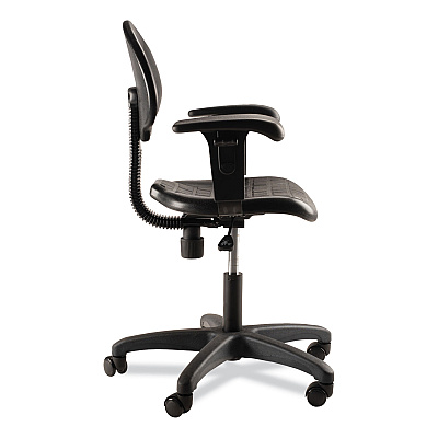 NPS 6700 Series Polyurethane Adjustable Height Task Chair with Arms, Supports 300 lb, 16" to 21" Seat Height, Black Seat/Base (NPS6716HBA)