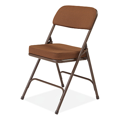 NPS 3200 Series Premium Fabric Dual-Hinge Folding Chair, Supports Up to 300 lb, Gold Seat, Gold Back, Brown Base, 2/Carton (NPS3219)