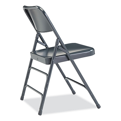 NPS 300 Series Deluxe All-Steel Triple Brace Folding Chair, Supports Up to 480 lb, 17.25" Seat Height, Blue, 4/Carton (NPS304)