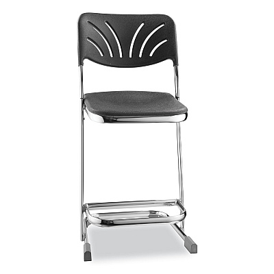 NPS 6600 Series Elephant Z-Stool With Backrest, Supports Up to 500 lb, 22" Seat Height, Black Seat, Black Back, Chrome Frame (NPS6622B)