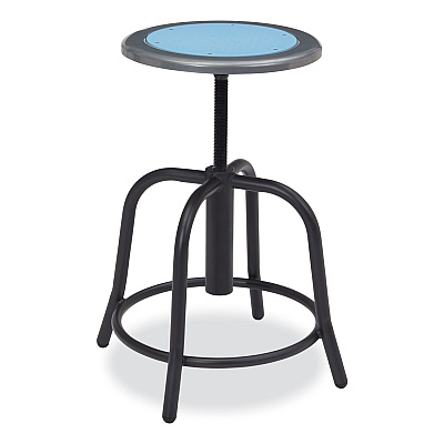 NPS 6800 Series Height Adjustable Metal Seat Stool, Supports Up to 300 lb, 18" to 24" Seat Height, Blueberry Seat/Black Base (NPS680510)