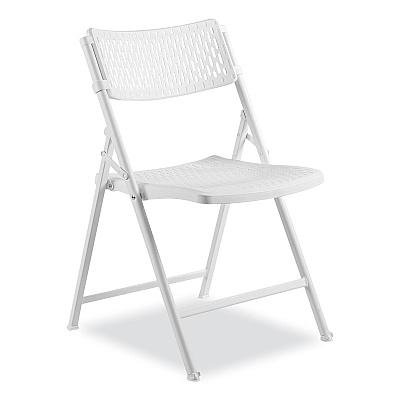 NPS AirFlex Series Premium Poly Folding Chair, Supports Up to 1,000 lb, 17.25" Seat Height, White Seat/Back/Base, 4/Carton (NPS1421)