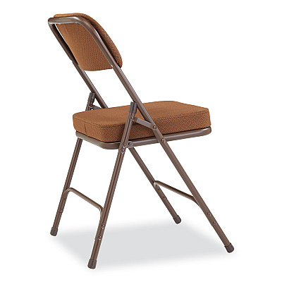 NPS 3200 Series Premium Fabric Dual-Hinge Folding Chair, Supports Up to 300 lb, Gold Seat, Gold Back, Brown Base, 2/Carton (NPS3219)