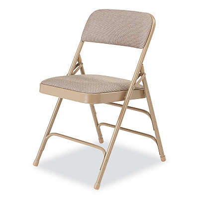 NPS 2300 Series Fabric Triple Brace Double Hinge Premium Folding Chair, Supports Up to 500 lb, Cafe Beige, 4/Carton (NPS2301)