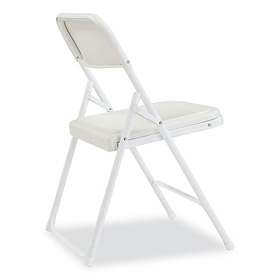 NPS 800 Series Plastic Folding Chair, Supports Up to 500 lb, 18" Seat Height, Bright White Seat, White Base, 4/Carton (NPS821)