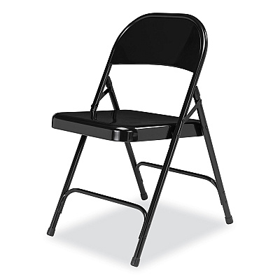 NPS 50 Series All-Steel Folding Chair, Supports Up to 500 lb, 16.75" Seat Height, Black Seat, Black Back, Black Base, 4/Carton (NPS510)