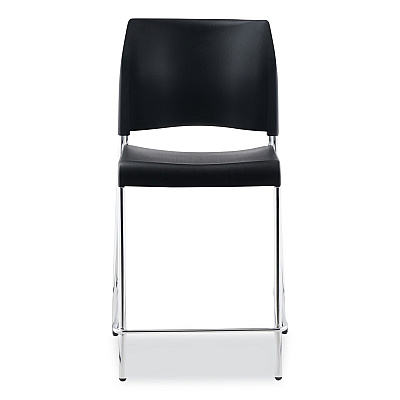 NPS Cafetorium Counter Height Stool, Supports Up to 300 lb, 24" Seat Height, Black Seat, Black Back, Chrome Base (NPS8810C1110)