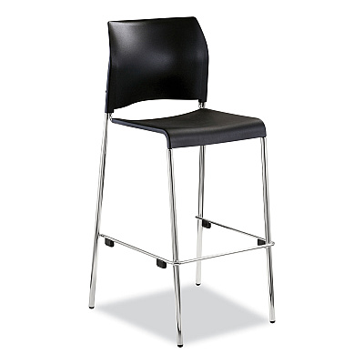 NPS Cafetorium Bar Height Stool, Supports Up to 500 lb, 31" Seat Height, Black Seat, Black Back, Chrome Base (NPS8810B1110)